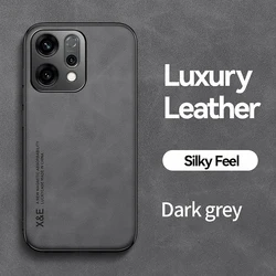 Premium Soft Leather Texture Shockproof Phone Case with Car Magnetic Holder for OPPO Reno14 F 5G (Dark grey)