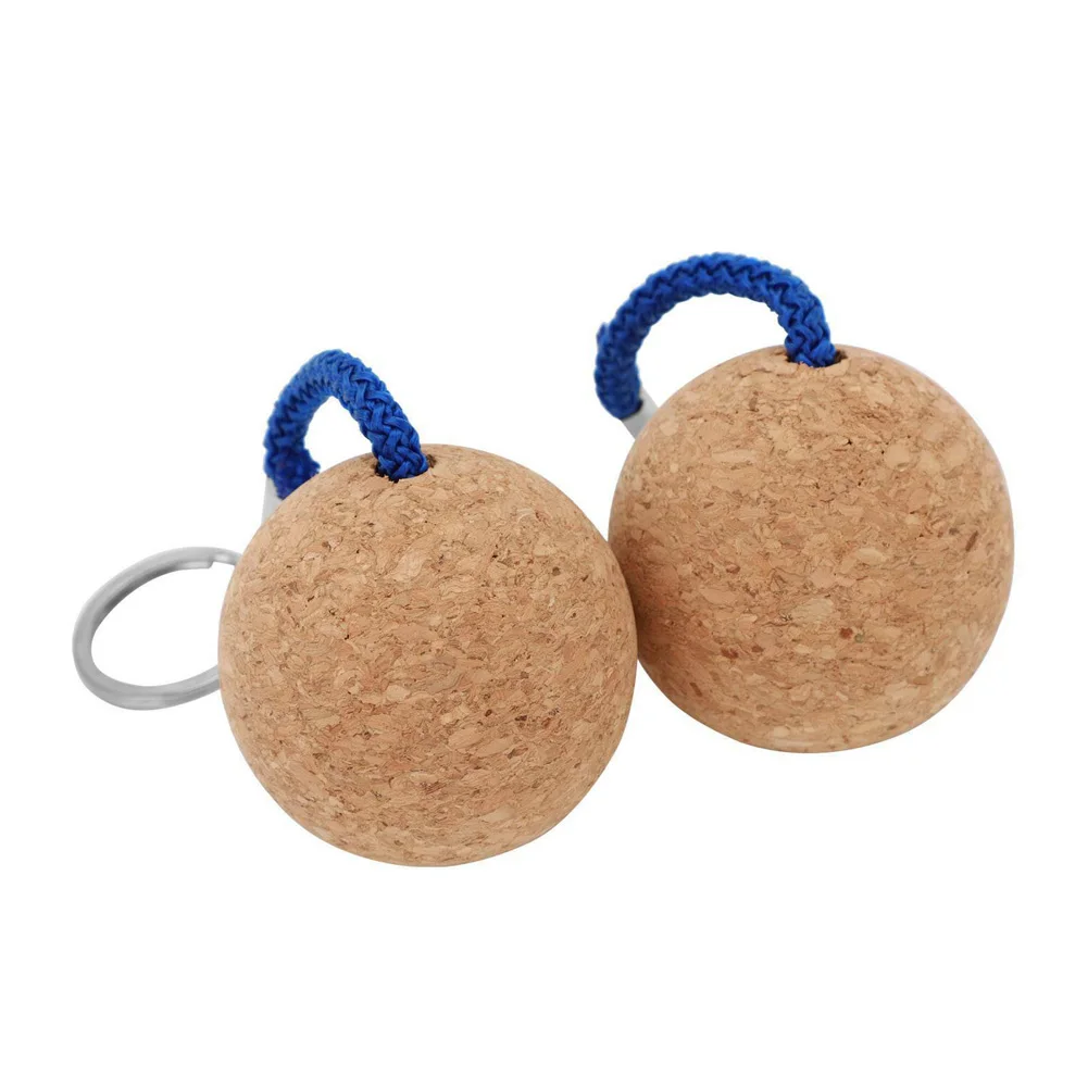 2 Pcs 35mm Floating Cork Ball Key Ring Sailing Boat Float Buoyant Rope Ultralight Wooden Keychain Keyring Kayak Accessories