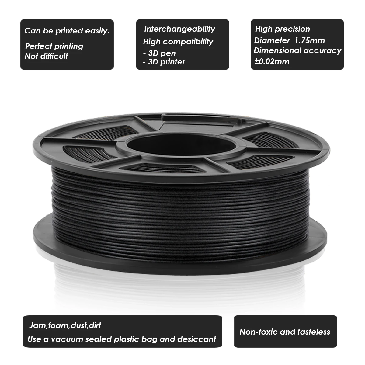 Fibre de carbone - Filament PLA standard - 1,75 mm, 1 kg