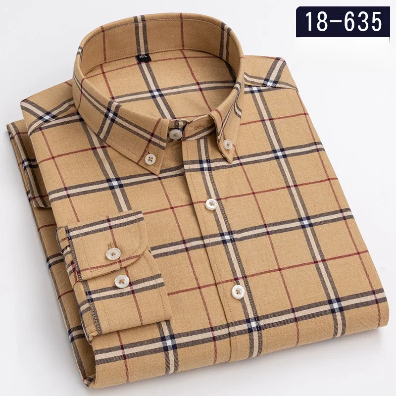 Chemise à Carreaux Pour Homme - Manches Longues - Légère & Décontractée - Pour Loisirs, Bureau & Sorties - 7