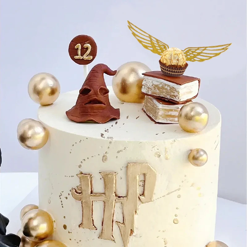 25 Stück Flügel Schokolade Kuchen Party Kuchen Dekoration Zauberer Topper Gold Flügel Cupcake Topper Snitch Hochzeit Geburtstag Dekor – Detail 5