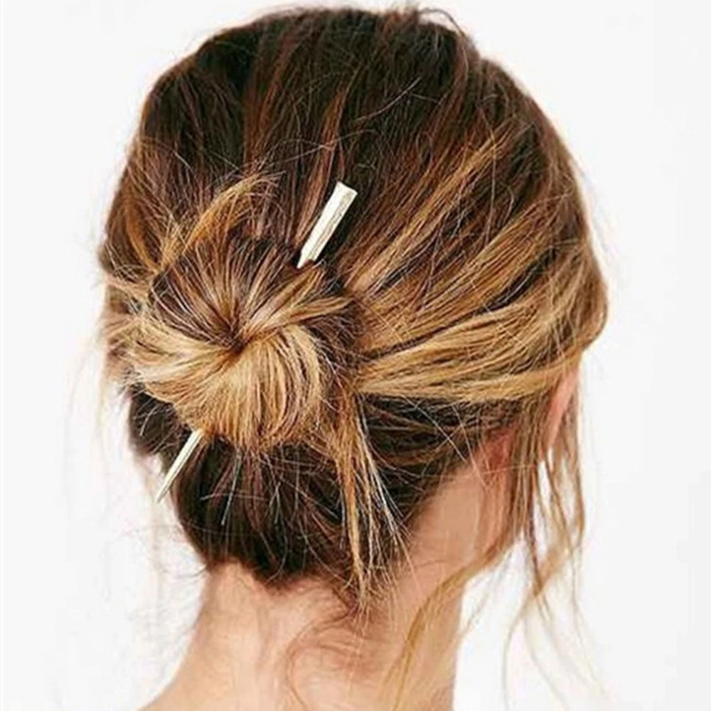 Metal Hair Accessories Women Hairpins Clips Simple Hair Stick Barrette Clip Alloy Chopstick Wedding Hairstyle Design Tools