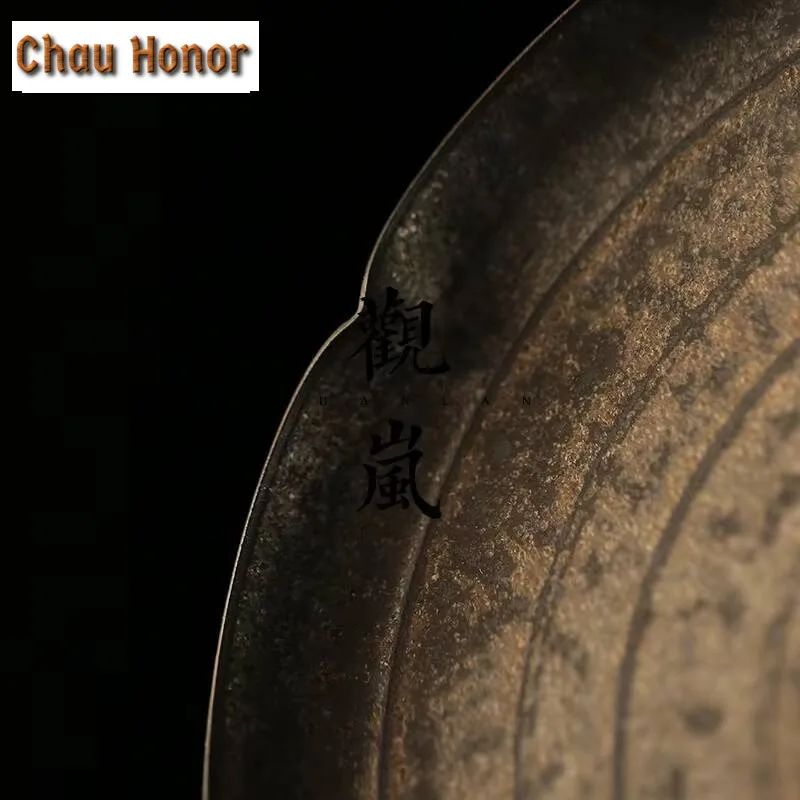 Handmade Iron Rust Glazed Coasters Retro Coarse Pottery For Coffee Cups Holder Heat Insulation Placemats Tea Ceremony Ornaments