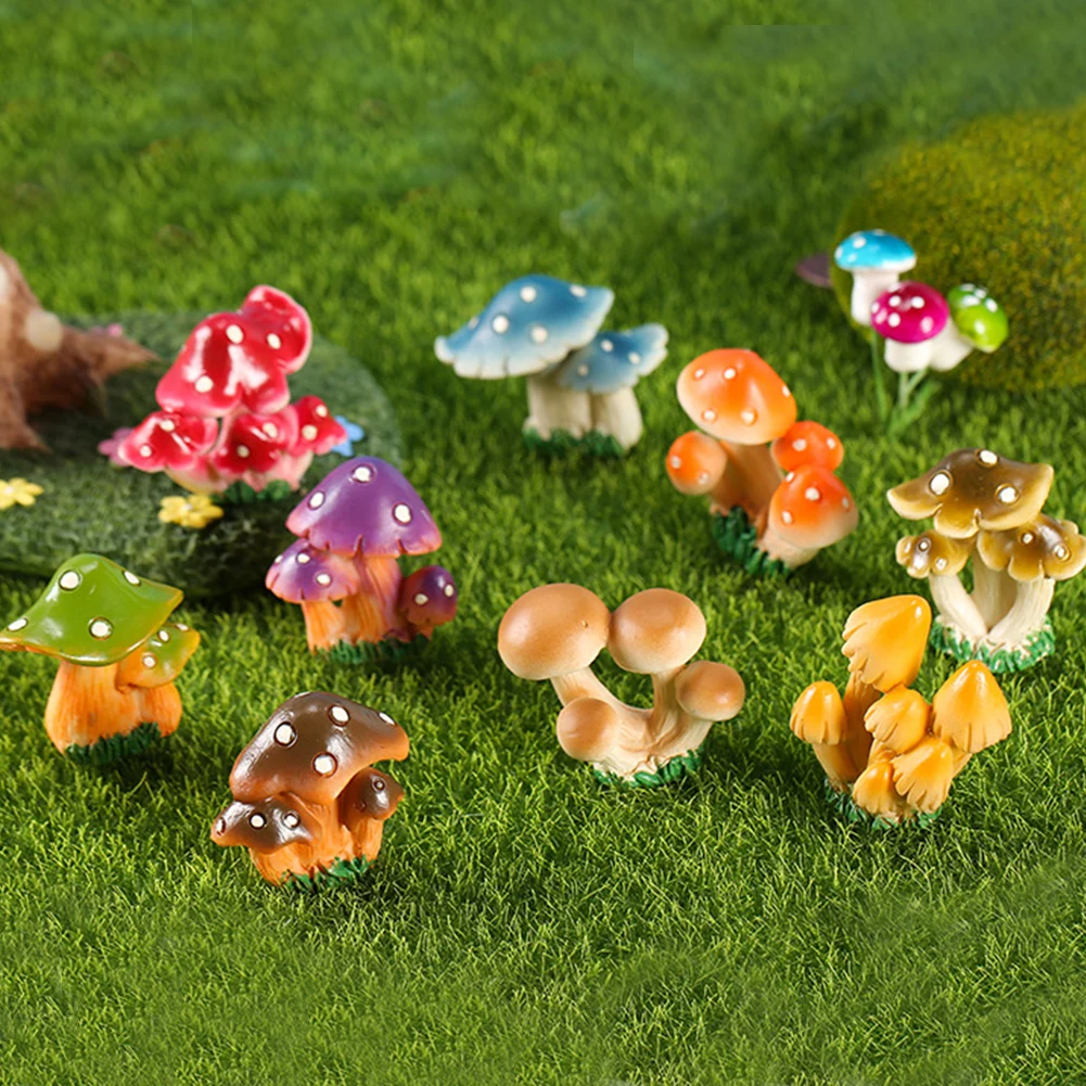 

1pcs Mushroom Resin Room Decor Fairy Garden Decoration Home Miniature Micro Landscape Dollhouse Moss Terrarium Figurines Crafts