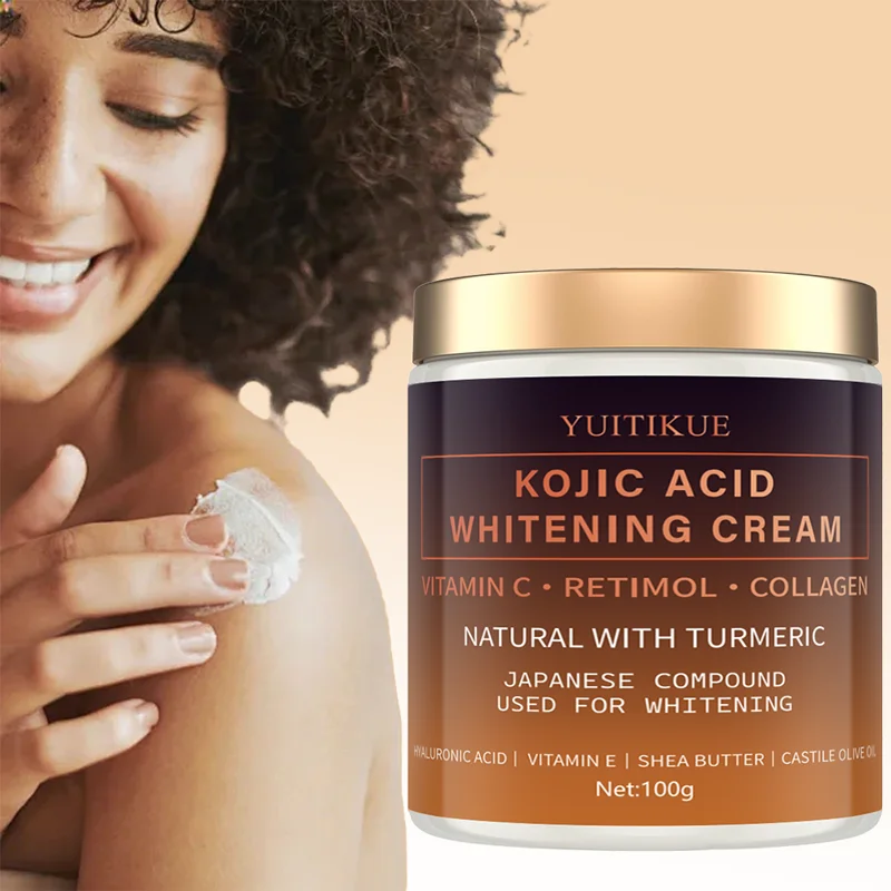 Kojic Acid Whitening Cream Vitamin C · Retinol · Collagen, Hyaluronic Acid | Vitamin E | Shea Butter | Castile Olive Oil