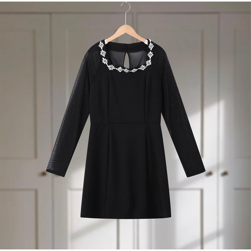 Embellished Mesh Patchwork Waist Crunch Dress 1 Saa6e27be8c794829a74241dc31fc19f5A