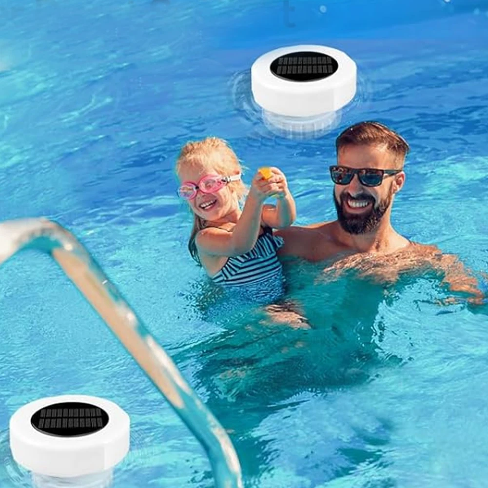 Solar Powered Floating Chlorine Dispenser with Colorful Light Chlorine Floating Water Cleaner IP68 Waterproof for Pool Hot Tub