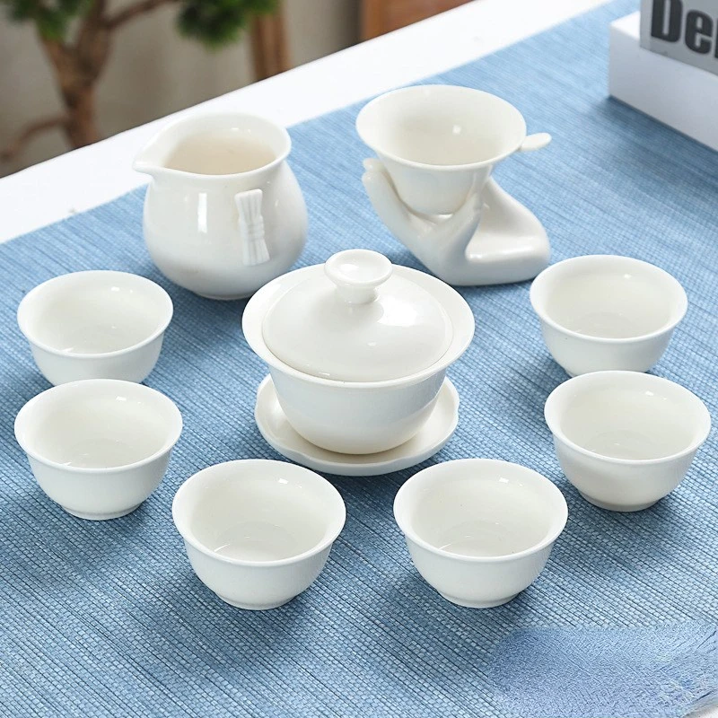 

White porcelain tea set, Chinese white tea cup, tea cup tea set Double glass coffee cups Jianzhan jian zhan Chinese tea cup with