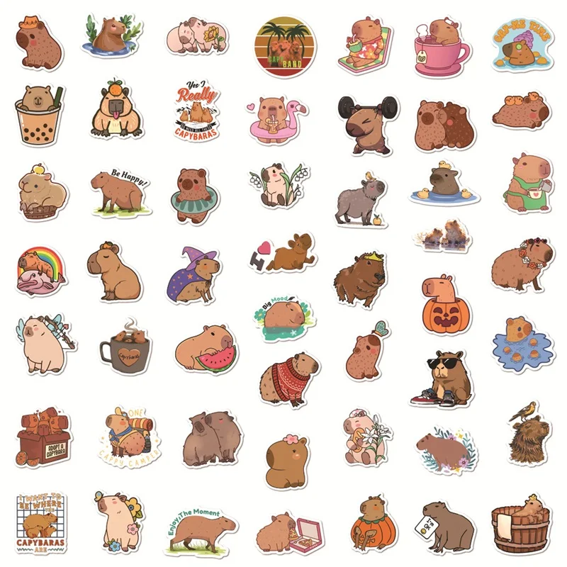 Cute Capybara PVC Sticker Pack - Aesthetic Decorations for Scrapbooking and Stationery
