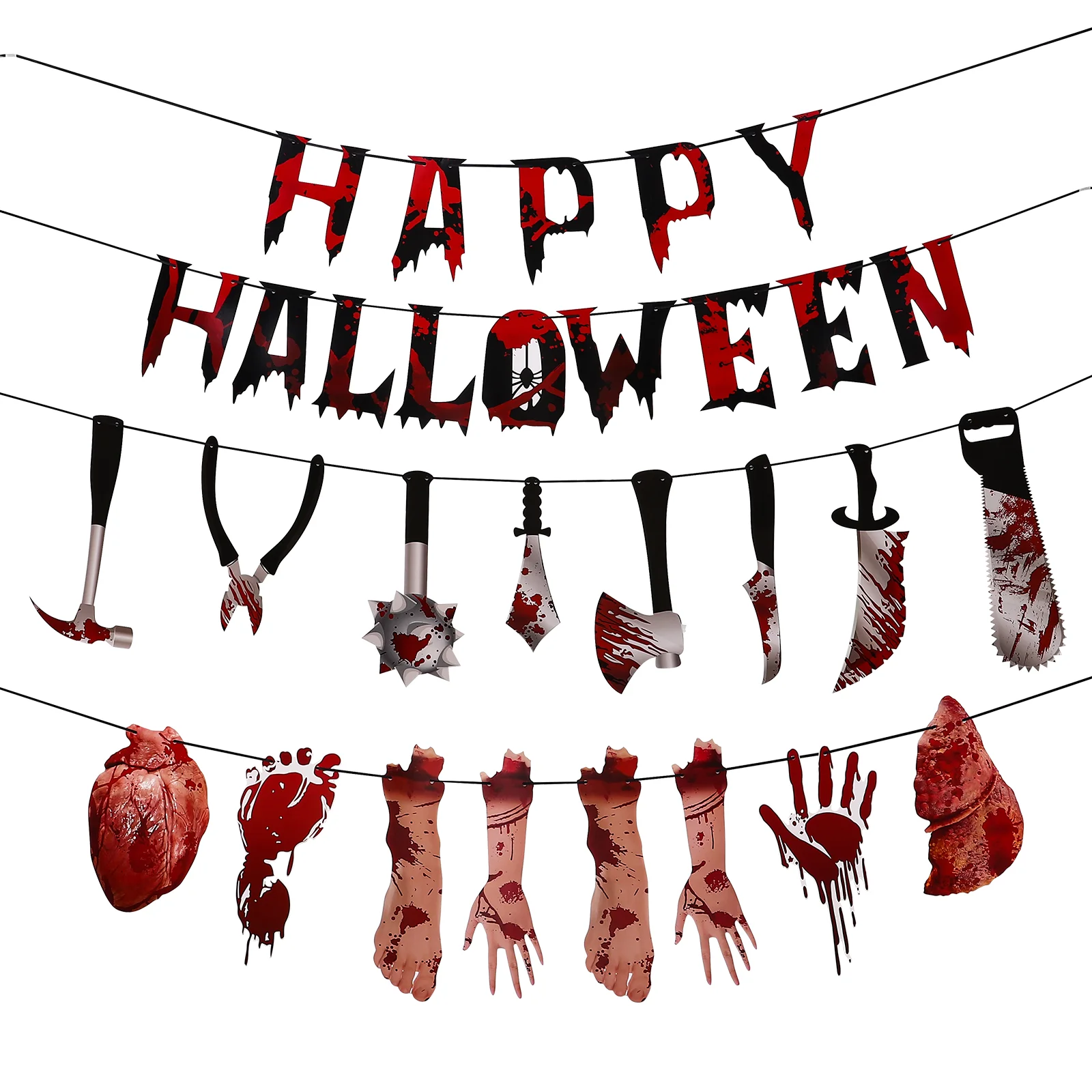 

Hanging Banner Happy Outdoor Halloween Decorationsations Garland Banner Scary Tricky Toys for Party Supplies