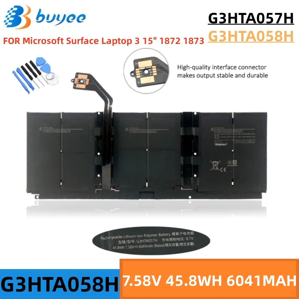 

New G3HTA058H G3HTA057H Laptop Battery For Microsoft Surface Notebook 3 Series 15'' 1872 1873 7.58V 45.8WH 6041MAH