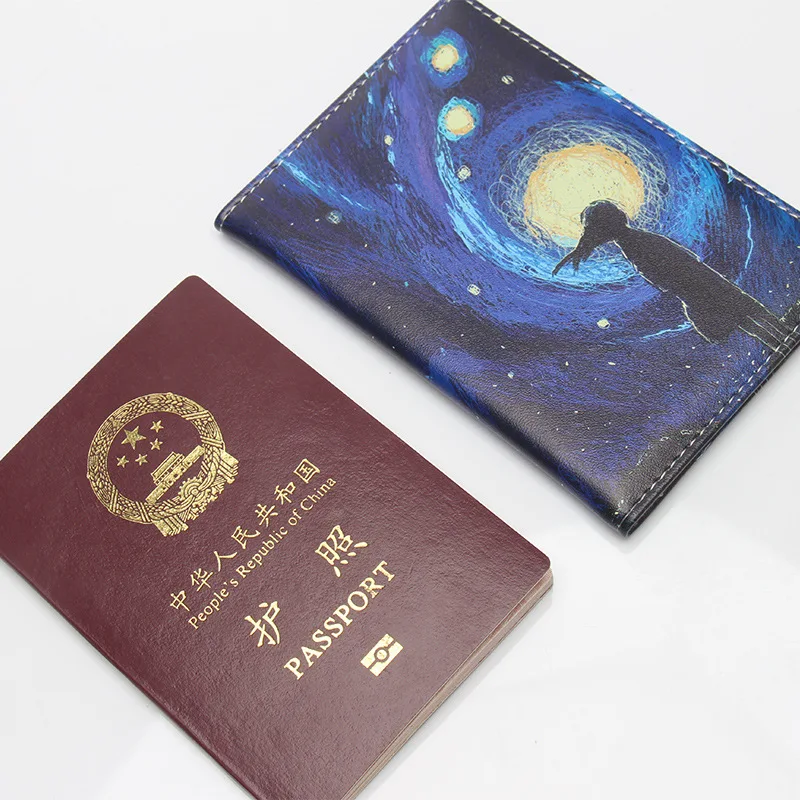 Universe Starry Sky porta passaporto verniciato porta passaporto in PVC da viaggio porta carte d'identità porta carte di credito aziendale