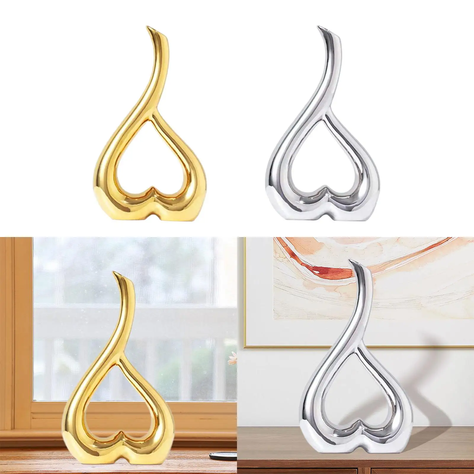 

Heart Shaped Vase Statue Modern Flower Pot for NightStand Living Room Table