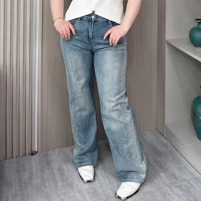 hot-drilling-straight-jeans-women-spring-and-autumn-2024-new-plus-size-loose-high-waist-full-length-wide-leg-trousers