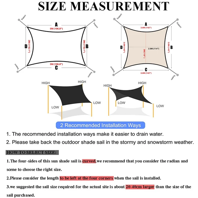 5X3M/4X3M Vízálló Nagy Napfény Napfényvédelem Kültéri Lombkorona Kerti Terasz Medence Árnyék Vitorla Napellenző Kemping Háló - Image 5
