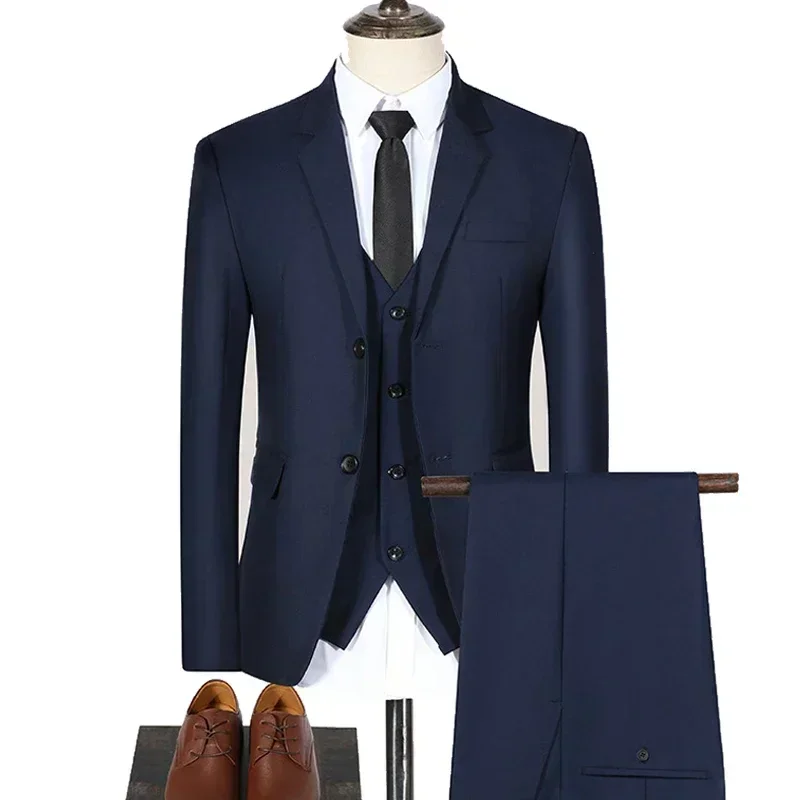 Men Suits Blazers 3 Pieces Wedding 2 Sets Business Elegant Luxury Vest Pants Full Coats 2023 Formal Jackets Korean 2