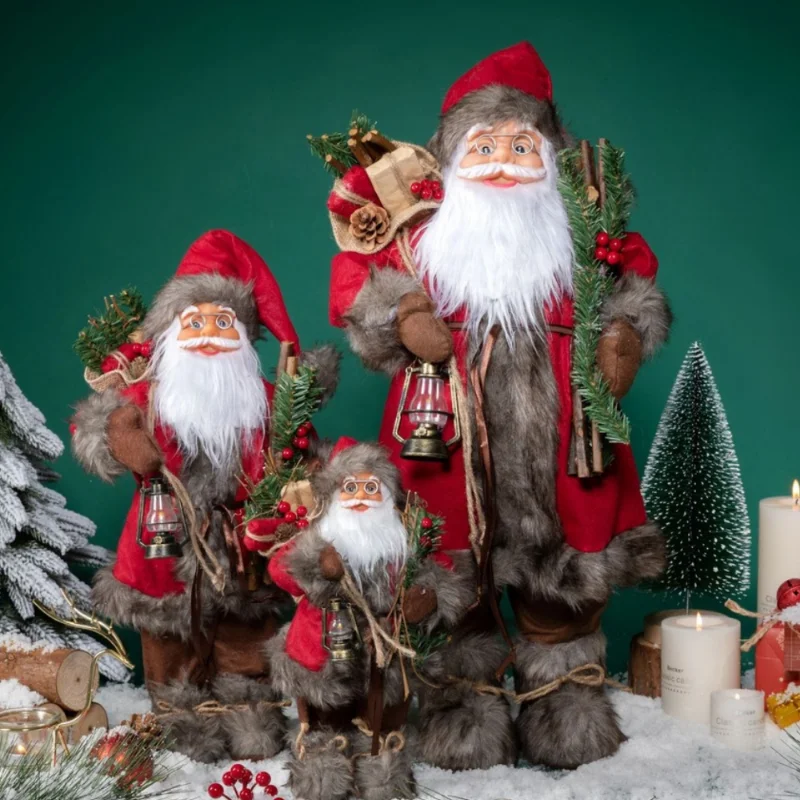 

Christmas Decorations Santa Claus Dolls Standing Christmas Figurine Holiday Decoration Ornaments Layout Window Decoration 30 Cm