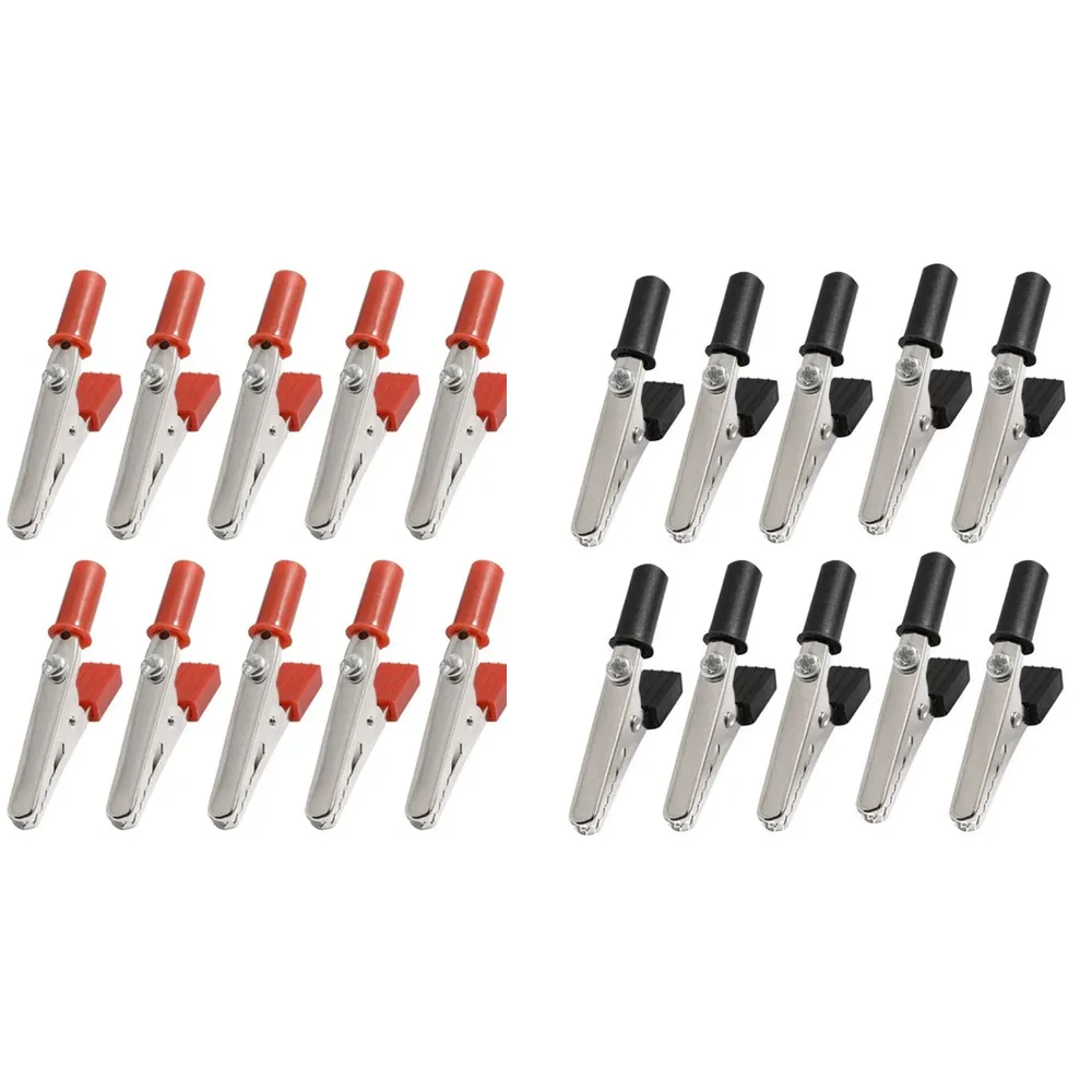 10-Piece Metal Alligator Test Clips with Screws and Solder Ports