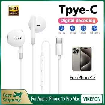 Fones de ouvido hifi para apple iphone 15 pro max meio intra-auricular com microfone fone de ouvido com fio para samsung huawei xiaomi USB-C 1