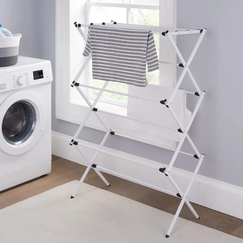 

Expandable Steel Laundry Drying Rack, White, Pants Hanger,colgadores De Ropa,35.50 X 14.50 X 45.50 Inches