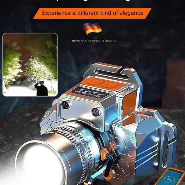 Head-Mounted Induction Zoomable Super Bright Flashlight Rechargeable Headlamp LED Flashlight Cool White Headlamp