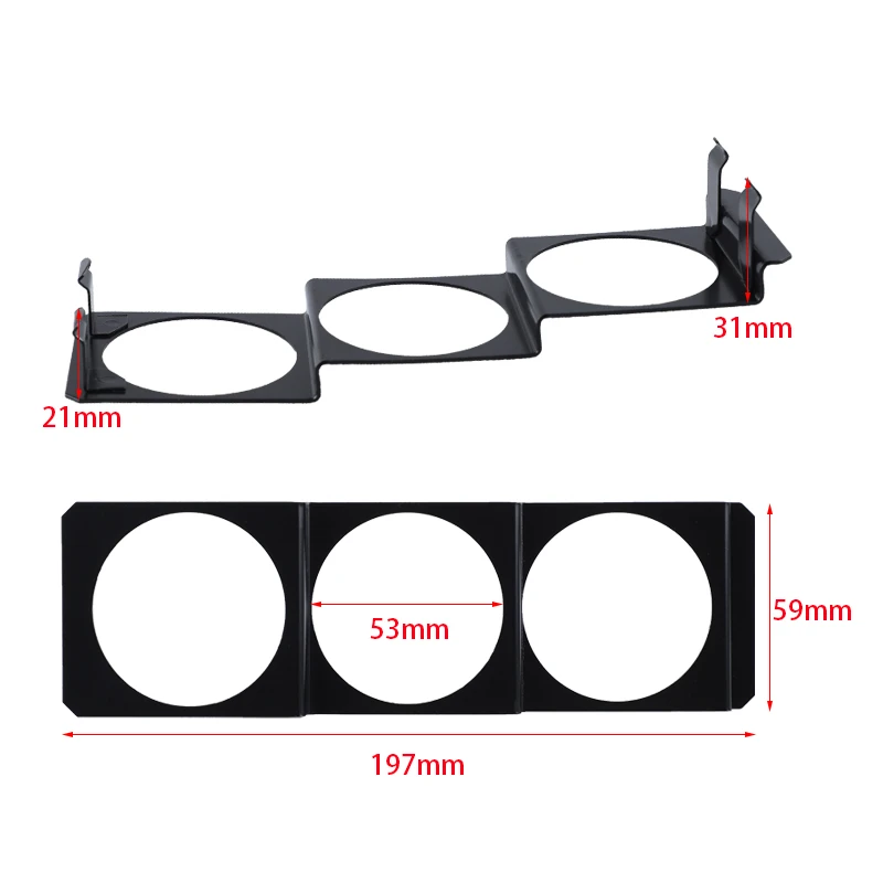 52mm 3 Hole Single DIN Radio Slot Face Triple Meter Panel Iron Mount Black For Auto Car Gauge Pod car meters holder car radio housing