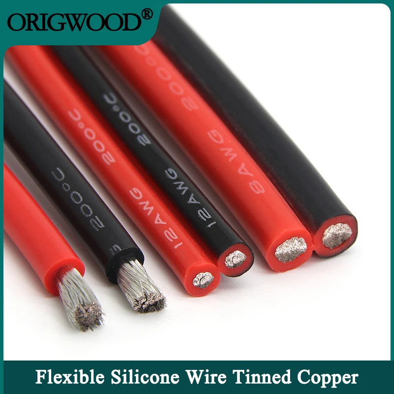 1/5/10 м гибкий силиконовый кабель 26 24 22 20 18 16 14 12 10 8 6 4 2AWG автомобильный аккумулятор Автомобильная линия термостойкий Электрический провод