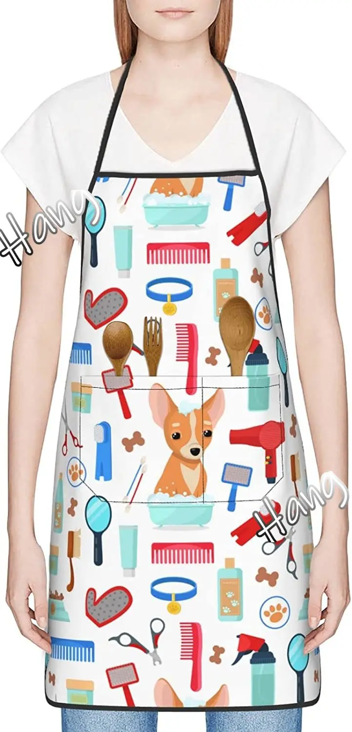 Pet Grooming For Dogs And Cats Aprons Kitchen Chef Waterproof Adjustable Funny Apron For Bbq With Pockets For Men Women