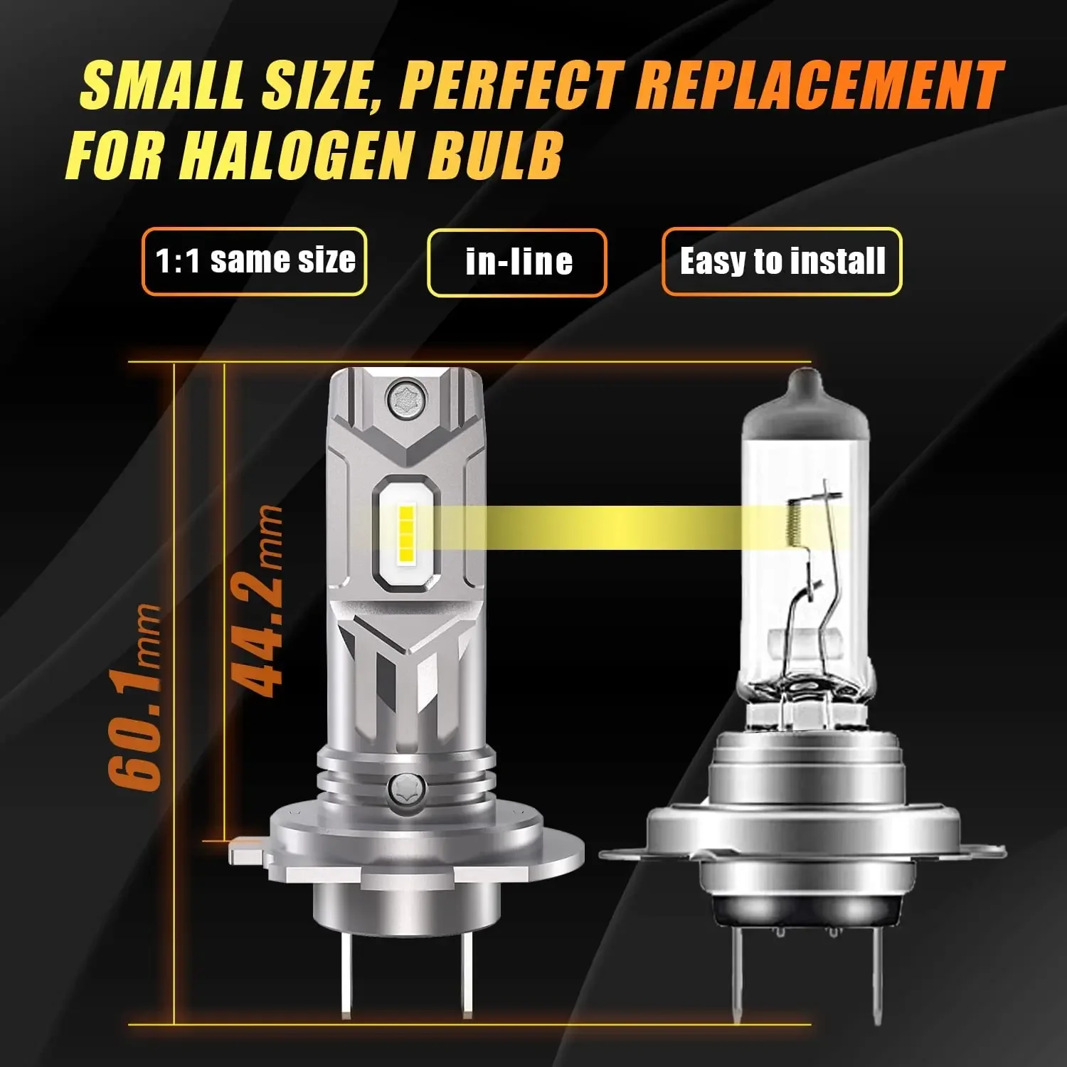 H7 Turbo LED Head Lamp Bulbs 20000LM 60W High Power H7 LED Headlight CSP Chips 1:1 Mini Size Design Car Lights 12V 2Pcs LED Car Lights LED Lights LED Bulbs LED Headlights LED Car Headlights Car Headlamps