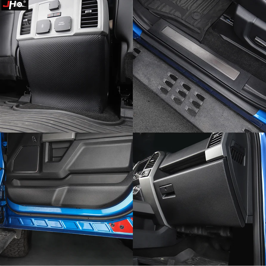JHO Car Door Sill Anti Kick Pad Sticker Protector Auto Side Anti Scratch Tape Film Copilot Storage Box for Ford F150 Raptor