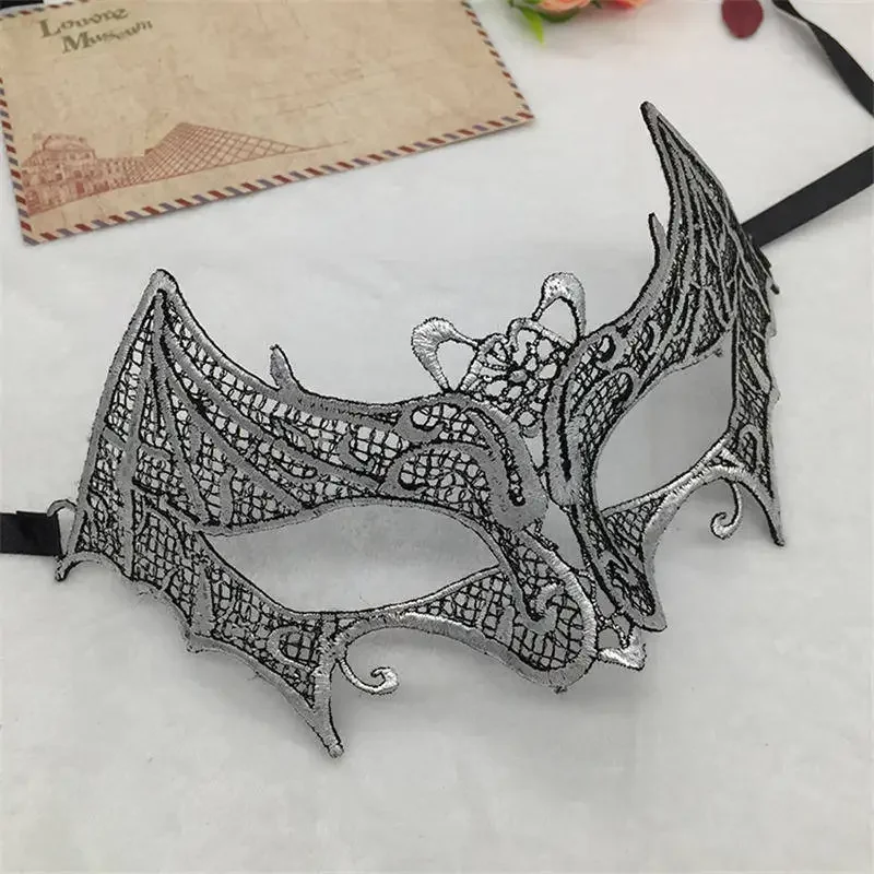 Ladies/Men's Sexy Lace Masquerade Mask For Carnival Halloween Christmas Half Face Ball Party Masks Cutout Eye Mask Silver Color halloween mask,party masks,masquerade mask,lace masquerade mask