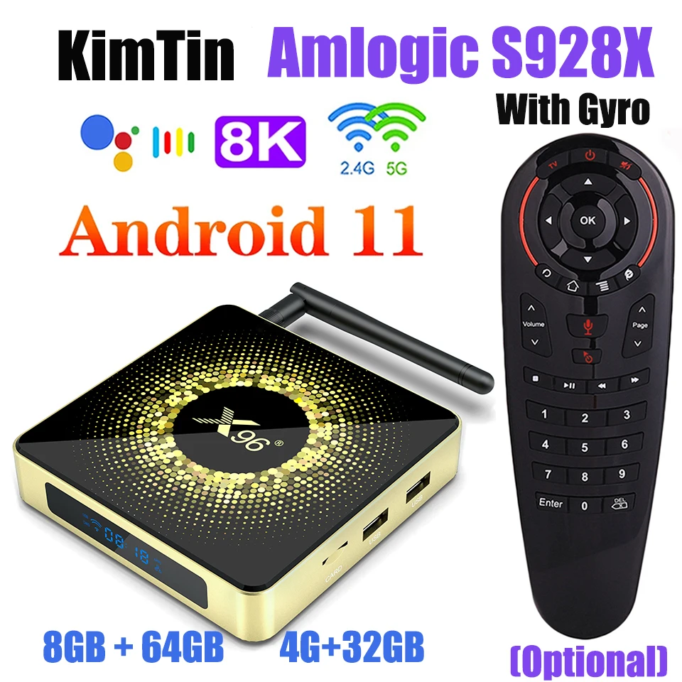 

TV Box Android 11 X96 X10 DDR4 8GB RAM 64GB ROM Amlogic S928X Support 8K USB3.0 5G Wifi 1000M LAN 4GB 32GB BT Smart Media Player