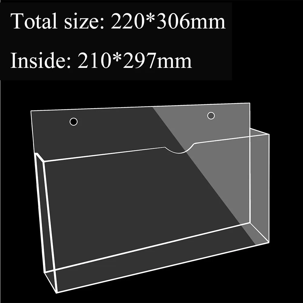 Acrylic Storage Box For A4 Paper Office Data File Card Slot Transparent Plexiglass Book Magazine Display Wall Mounted Holder 3