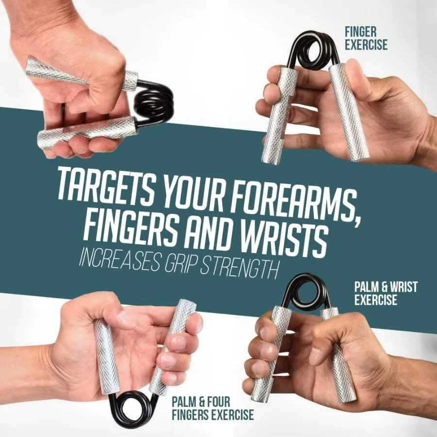 Metal Hand Grip Set, 100LB-350LB 6 Pack 50LB-350LB 7 Pack No Slip Heavy-Duty Grip Strengthener with Gift Box, Great Wrist & Fore