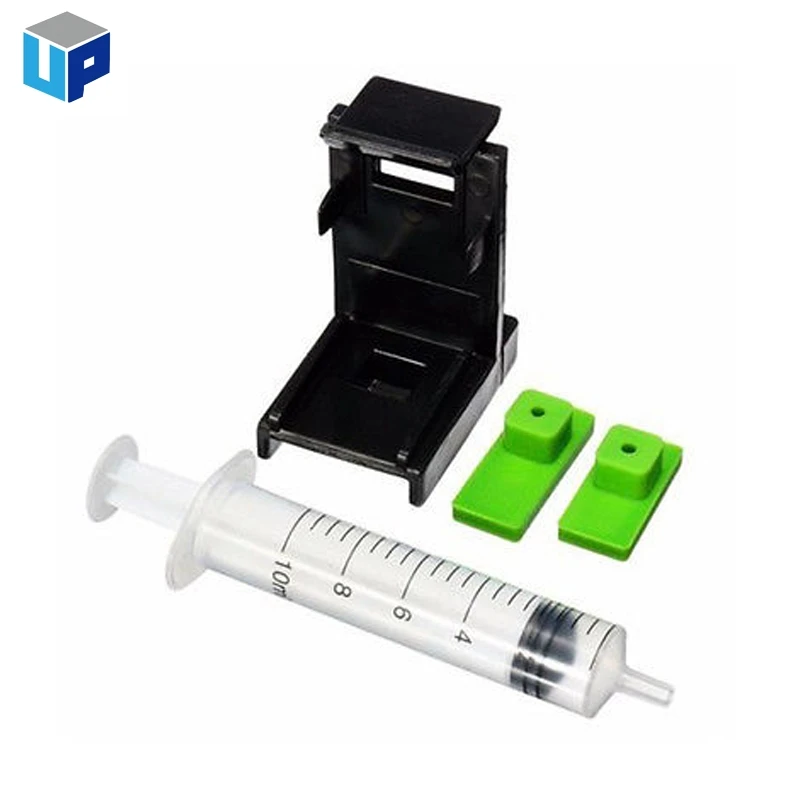 3in1 Ink Refill Cartridge Clip+ 2pcs Rubber Pads + Syringe Tool Kit for HP 60 61 62 63 65 122 121 301 302 664 652 304 ink