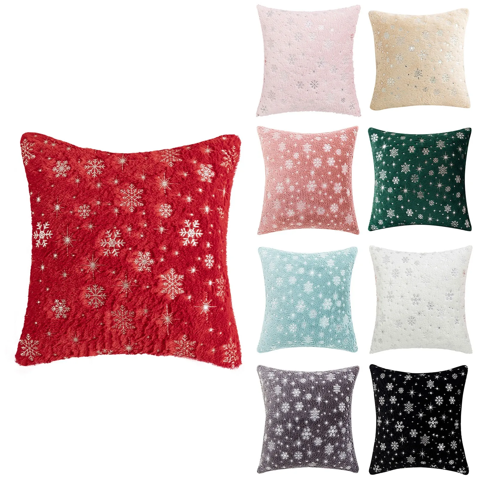 

Bedroom Living Room Christmas Snowflake Pillowcase Sofa Decorative Pillowcase Christmas Decorative Embroidery Square Pillowcase