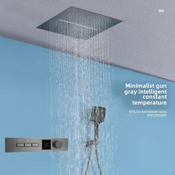 ระบบฝักบัวดีไซน์ผนังที่ซ่อนอยู่พร้อมปุ่มกดจอแสดงผลดิจิตอล ชุดฝักบัว Gunmetal สําหรับโรงแรม เกสท์เฮาส์ 2