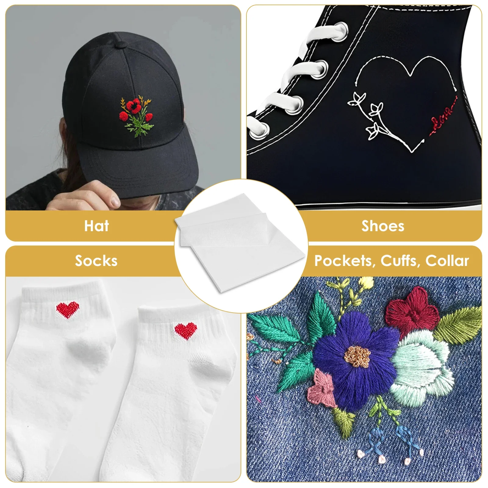 12Pcs Sticky Water Soluble Embroidery Stabilizer Printable Embroidery Backing Stabilizer Self-Adhesive Water Soluble Stabilizer