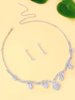 StoneFans Pear-Shaped Zircon Necklace & Earrings Set – Luxury Wedding & Banquet Jewelry for Women - GloreeWorld