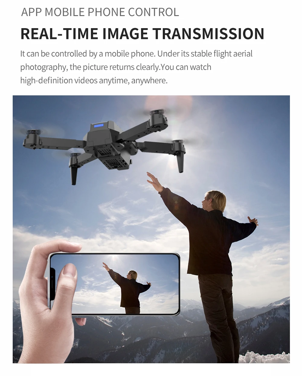 KBDFA E88 Pro Drone, mobile phone control real-time image transmission it can be controlled by 