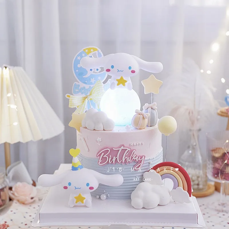 Sanrio Figure Anime Figure Kawaii Kuromi Melody Cinnamoroll Cake Decorative Accessories Home Decoration Cute Children's Gift