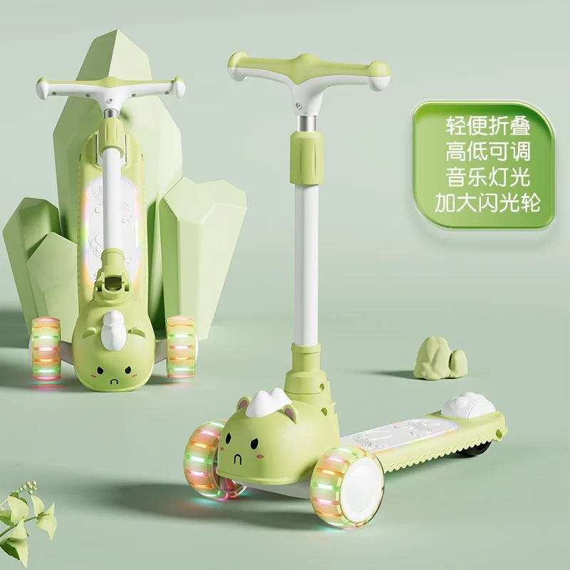 2-In-1 Children's Scooter Baby Kickboard 3 Height Adjustable 3-Wheel Music Light Foldable Micro Kcik Scooter Boy Girl Ages 2-10 children scooter folding scooter