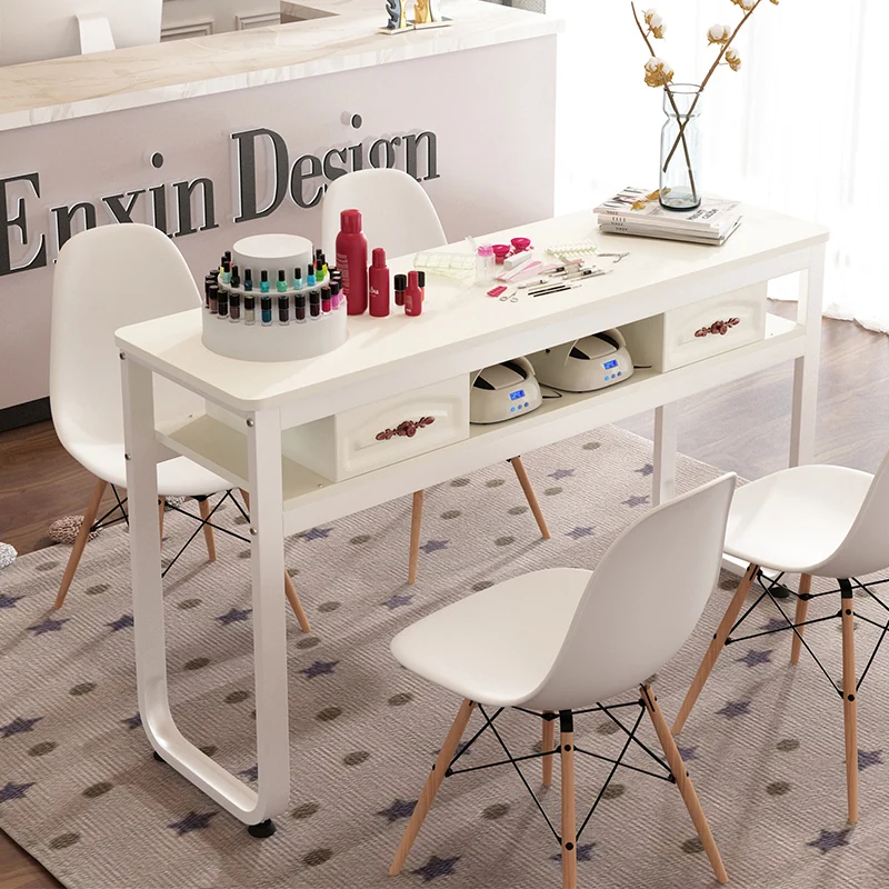 Beauty Nail Station Table Stainless Modern Vanity Nailtech Desk Exquisite Manicurist Mesas De Manicura Salon Furniture CY50NT modern nailtech desk beauty exquisite salon nail station table receptionist vanity mesas de manicura nail bar furniture cy50nt