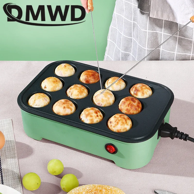 Baking Pan Crepe Maker Cake Machine DMWD Octopus Ball Maker Takoyaki Baking Pan Electric Crepe Pancake Frying Pan Machine Eggs Omelette Grill Chibi Maruko Cake Oven