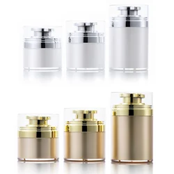 30g/50g/100g Premium Round Acrylic Face Cream Jar Acrylic Gold Press Style Refillable Cosmetic Container Empty Vacuum Bottle