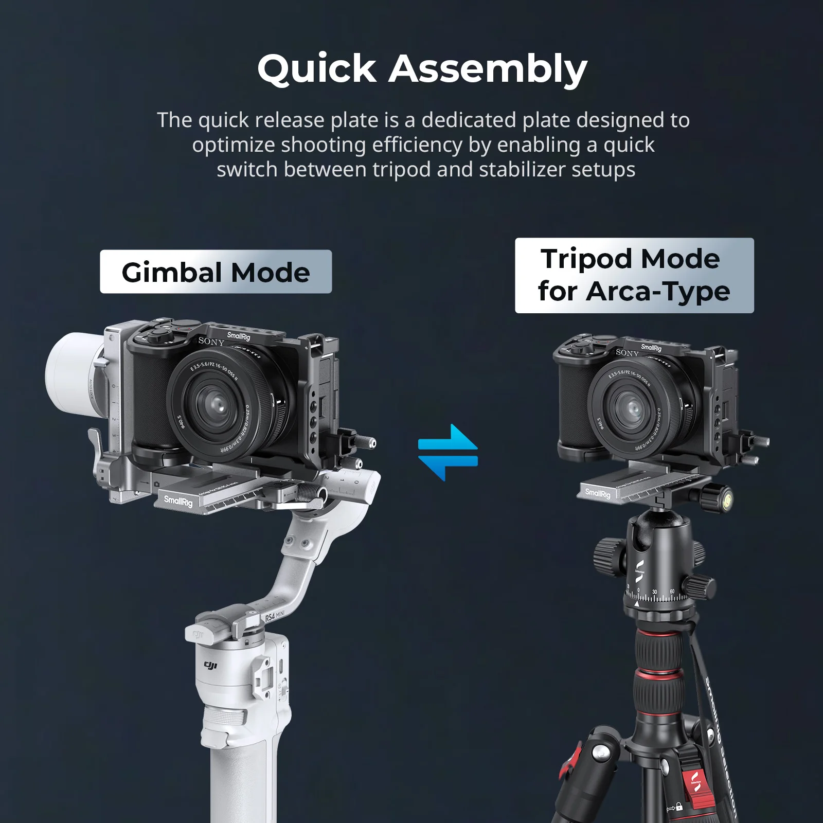 Camera Base Plate SmallRig Quick Release Plate for DJI RS 4 Mini Baseplate for Arca-Swiss can Quick Switch Between Tripod and Stabilizer 5336