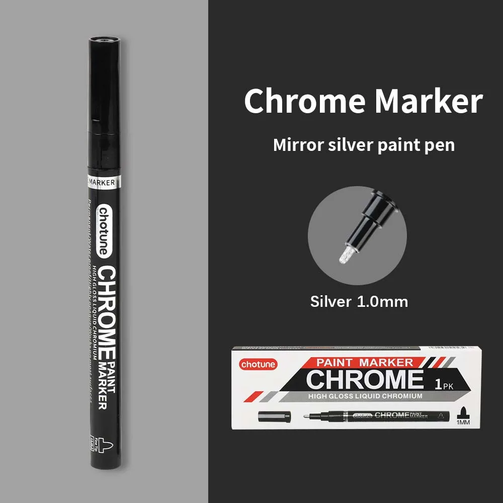 Liquid Reflective Chrome Mirror Marker Pen DIY Paint Mirror Chrome Metallic Craftwork Pen Gold Silver Copper Student Art Supplie