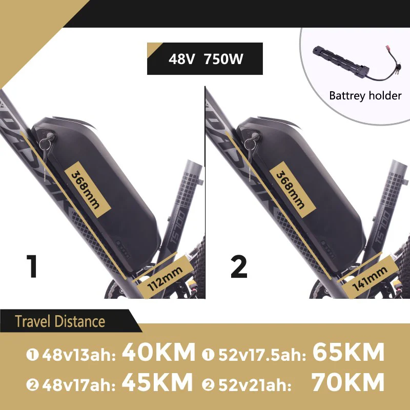 電動自転車用バッテリー,36V,48V,17.5Ah,52V,Bafangモーター用