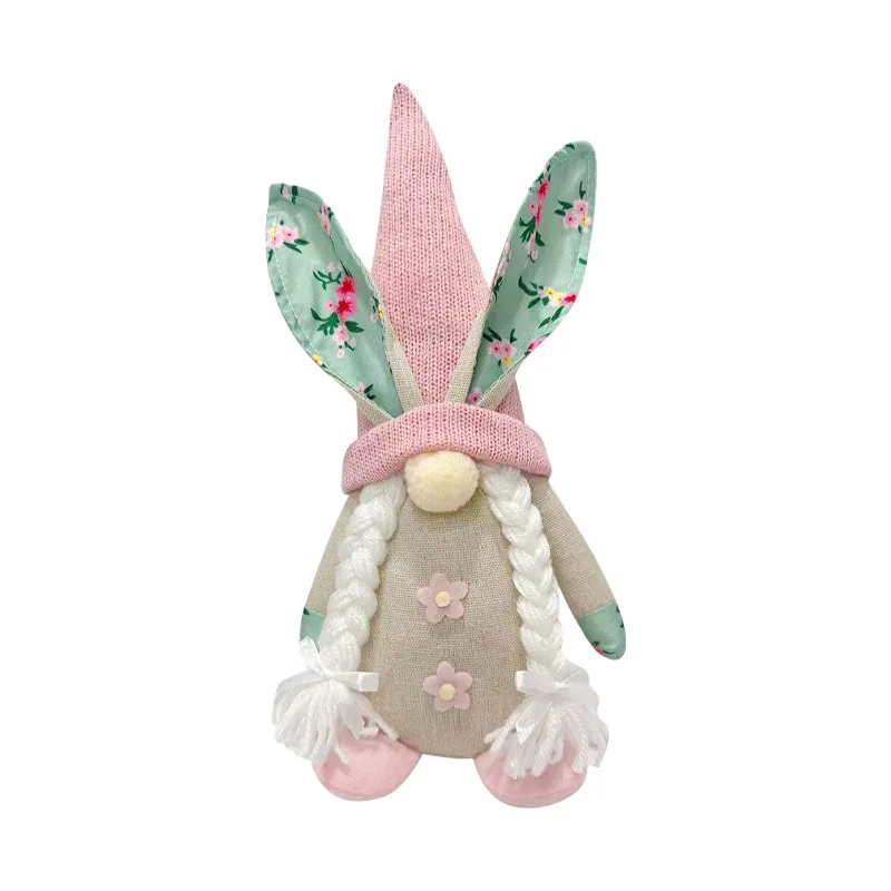 2-Piece Easter Gnome Decorations | Bunny Gnome Table Decor With Honeycomb Paper Design
