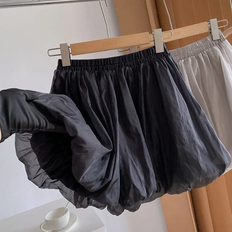 2026 Summer High Waist A Line Wide Leg Puffed Shorts Skirt Chiffon Casual Loose Fit Flowy Boho Style
